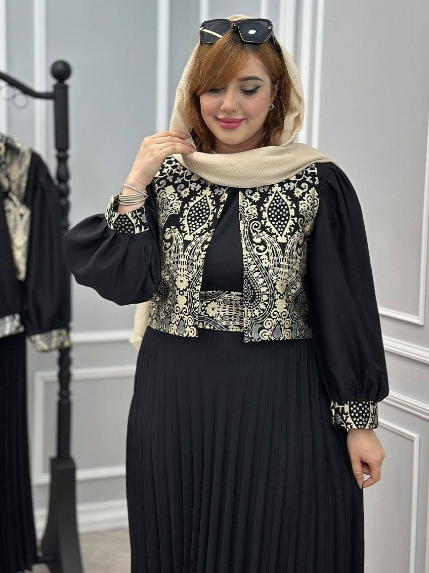ست سه تیکه ژیله پیراهن کمربند راشل جنس کرپ اندونزی و تافته