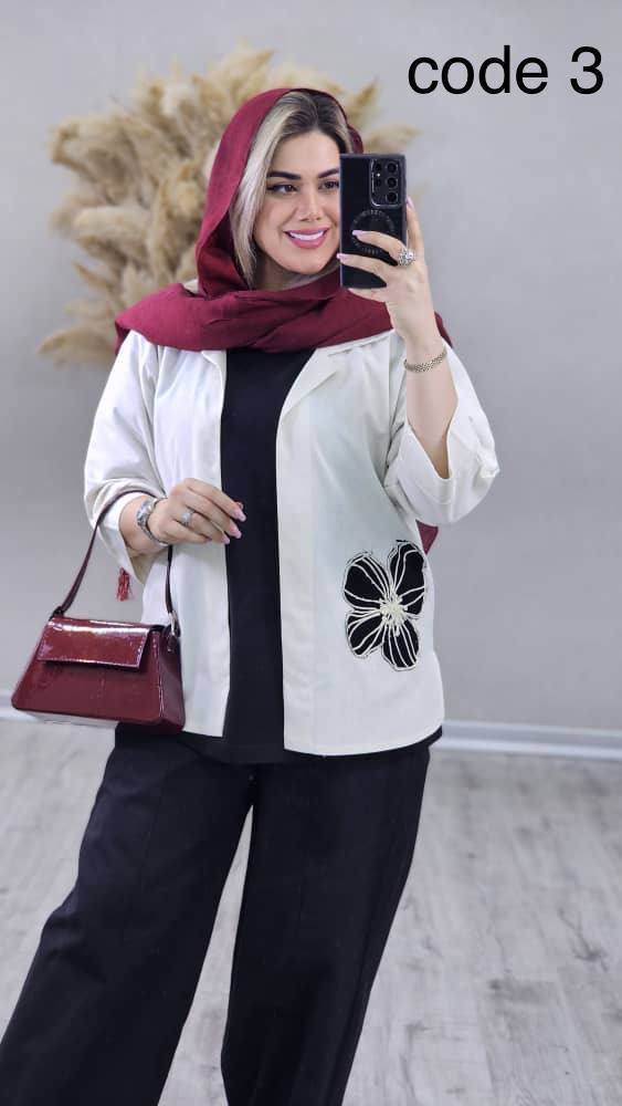 مانتو لینن کایرا جنس لینن گلدوزی شده