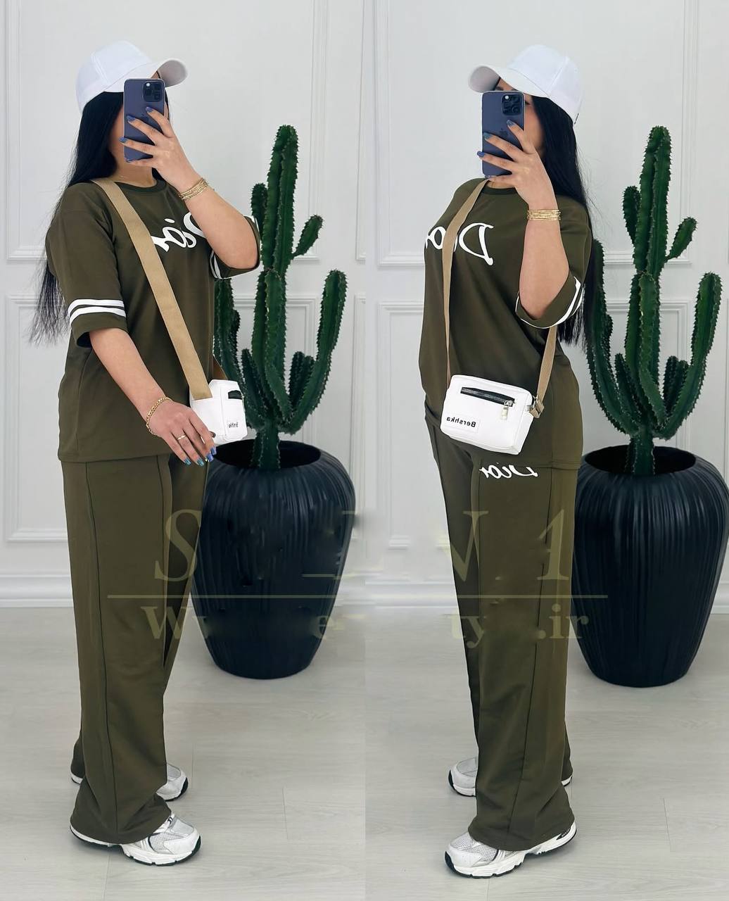 ست تیشرت شلوار Dior جنس دورس نخ پنبه