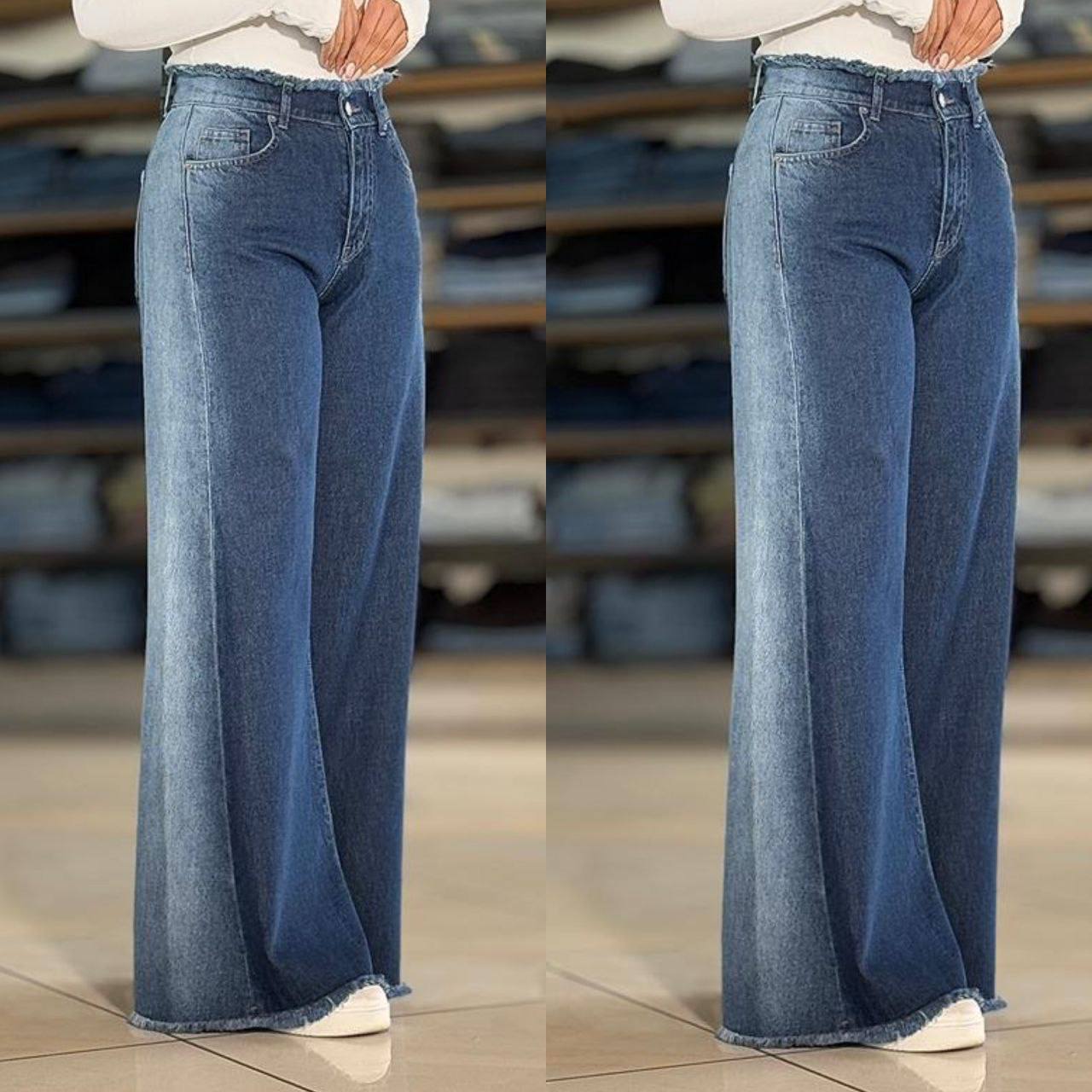 شلوار جین زنانه شافل بغل سنگشور جنس جین دارای سایز بندی ارسال رایگان