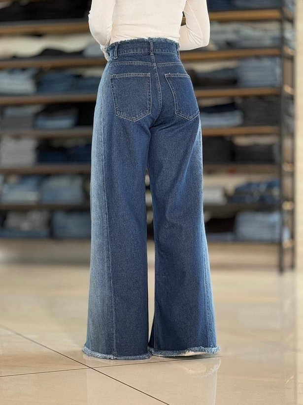 شلوار جین زنانه شافل بغل سنگشور جنس جین دارای سایز بندی ارسال رایگان