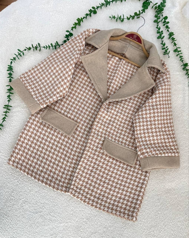 کت پیچازی زنانه یقه انگلیسی گوزل جنس پیچازی گرم بالا و فوتر