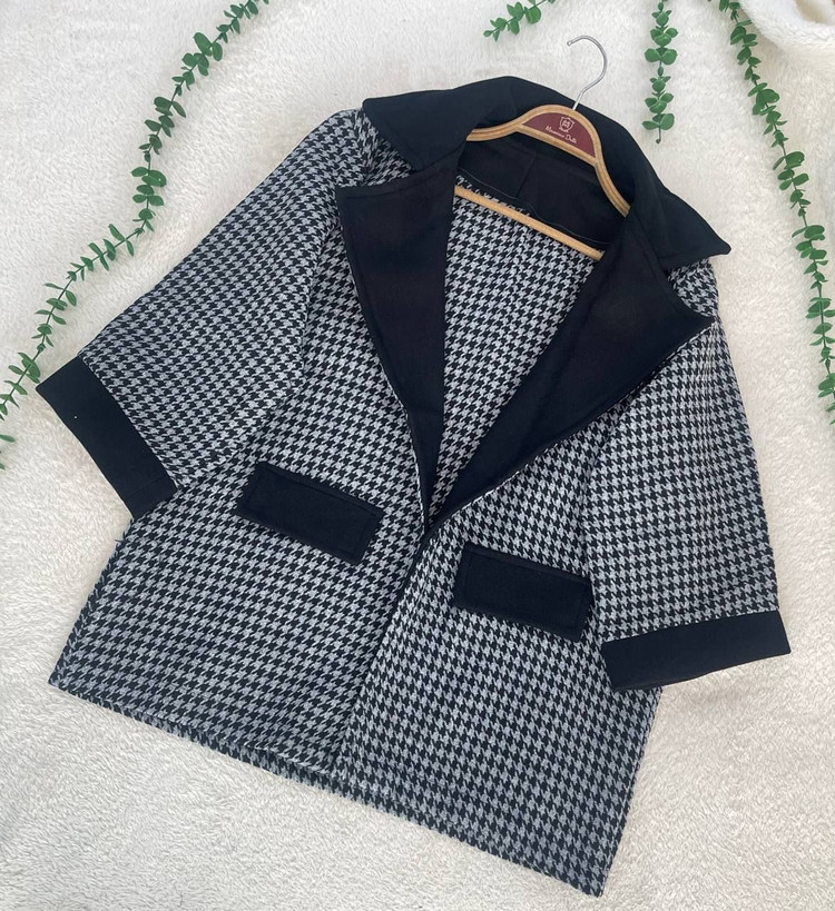 کت پیچازی زنانه یقه انگلیسی گوزل جنس پیچازی گرم بالا و فوتر