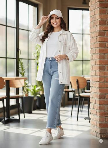 شلوار جین واید زنانه لایلا جنس جین ترک