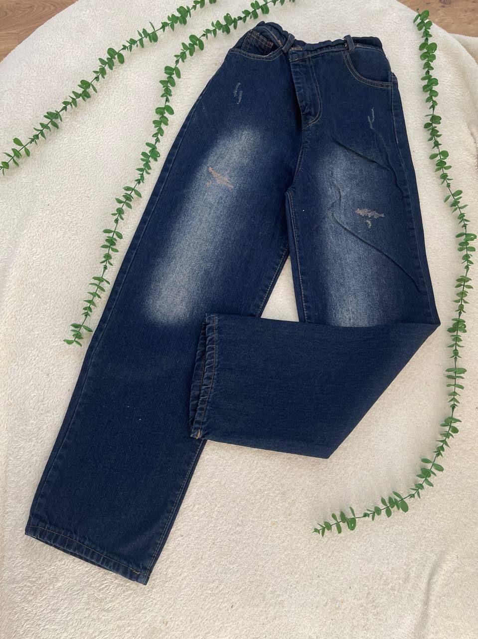 شلوار جین زنانه نیم بگ جنس جین ترک