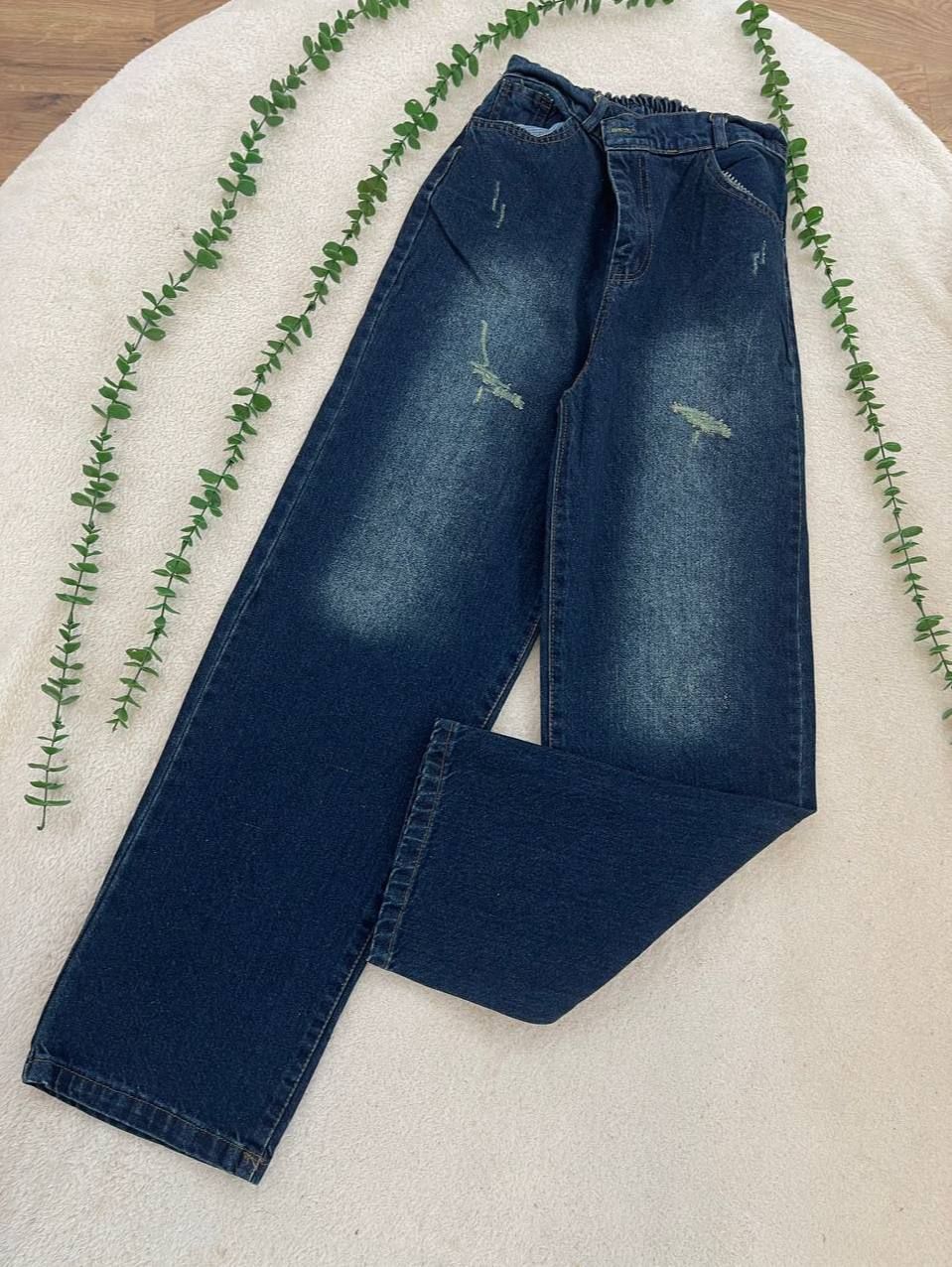 شلوار جین زنانه نیم بگ جنس جین ترک