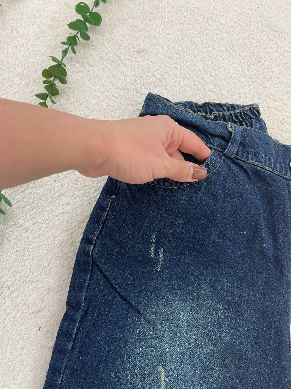 شلوار جین زنانه نیم بگ جنس جین ترک