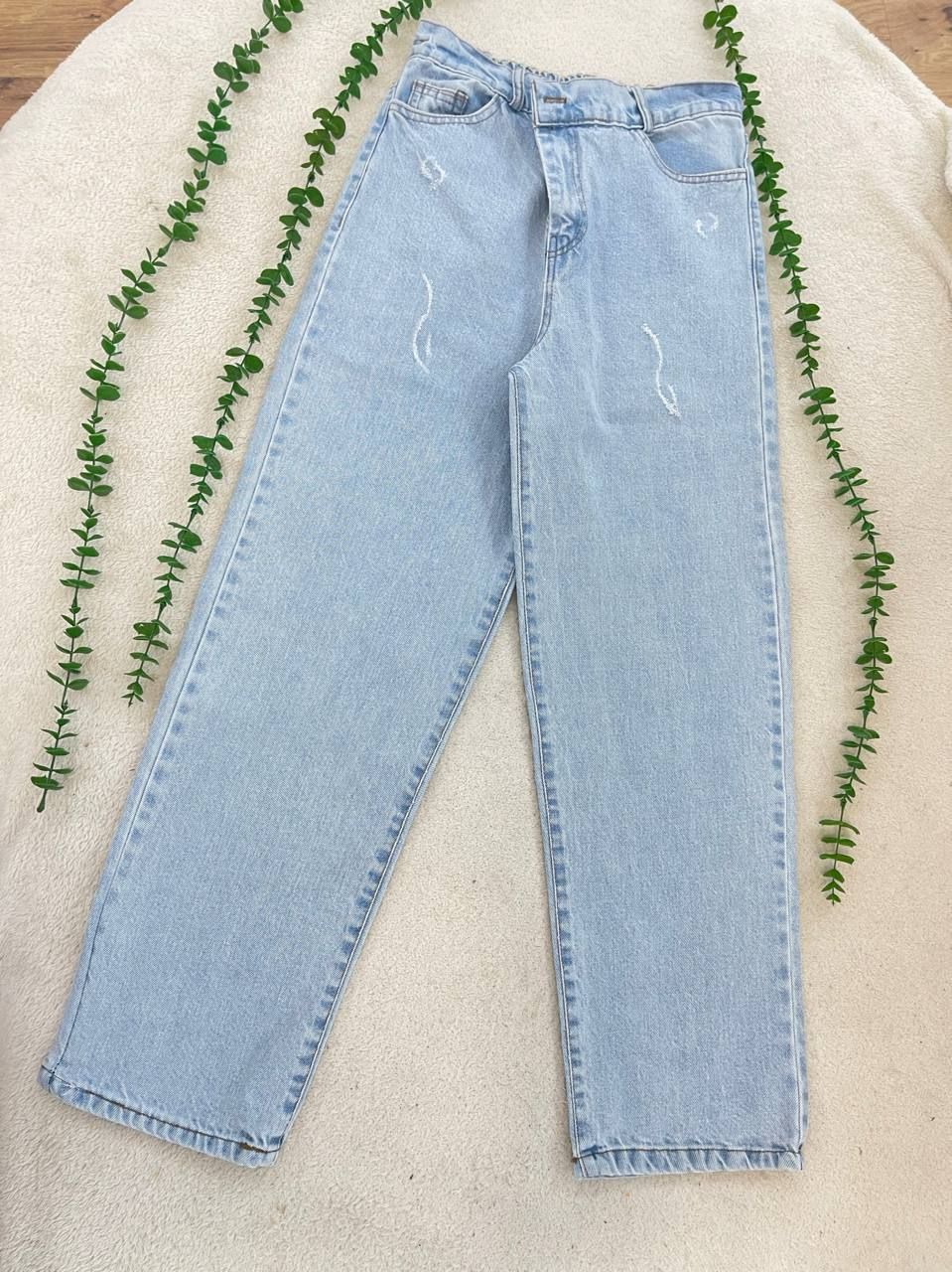 شلوار جین زنانه نیم بگ جنس جین ترک