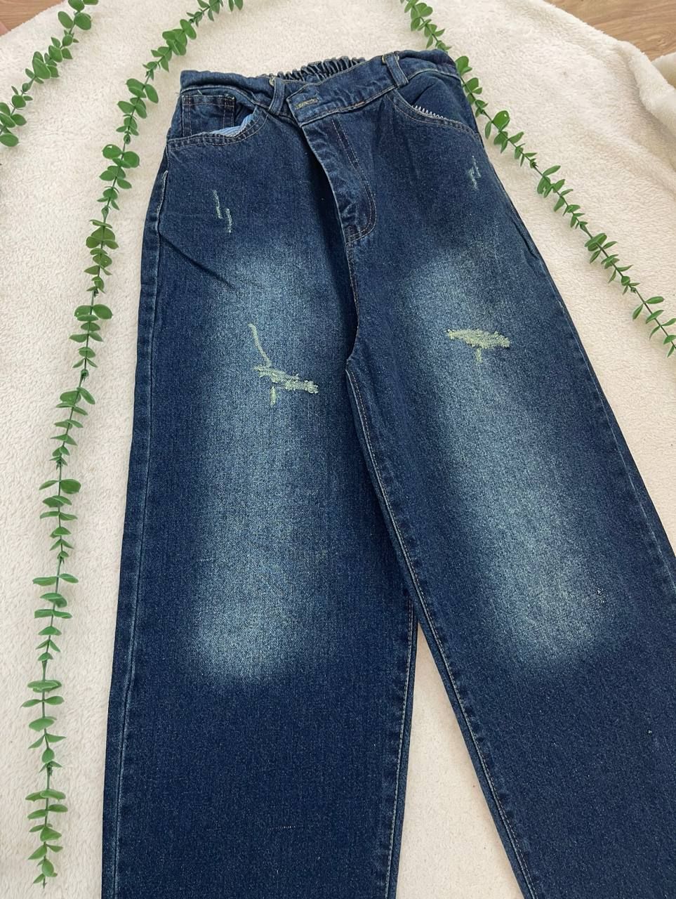 شلوار جین زنانه نیم بگ جنس جین ترک