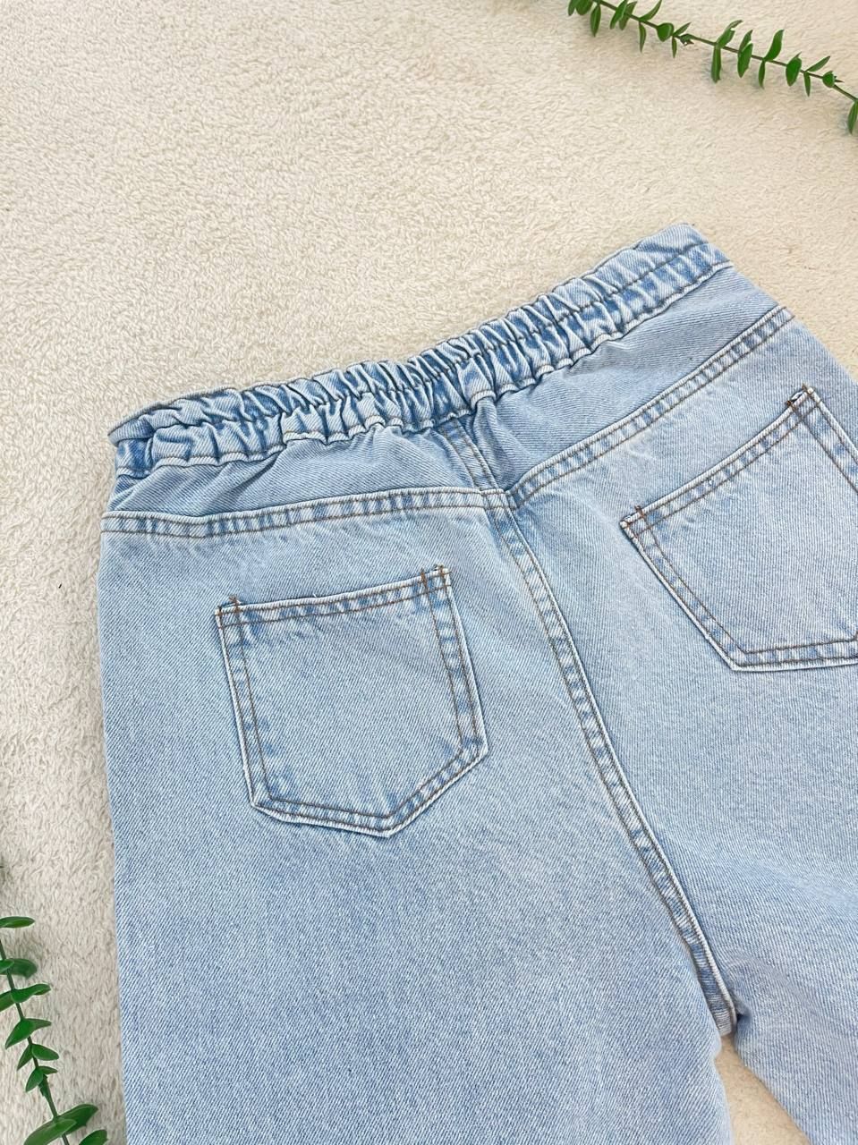 شلوار جین زنانه نیم بگ جنس جین ترک