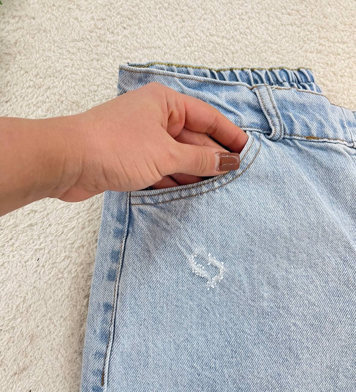 شلوار جین زنانه نیم بگ جنس جین ترک