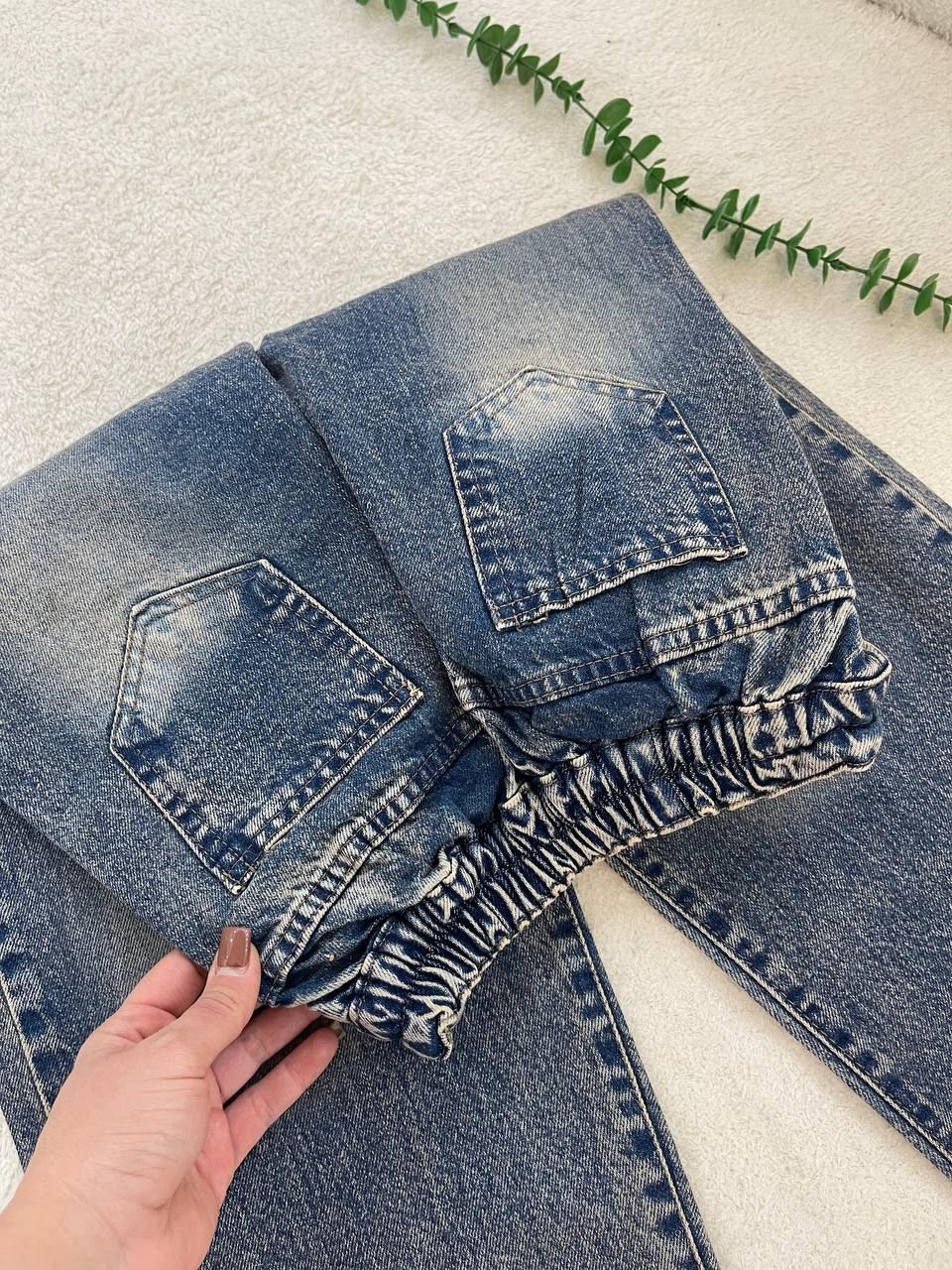 شلوار جین زنانه نیم بگ جنس جین ترک