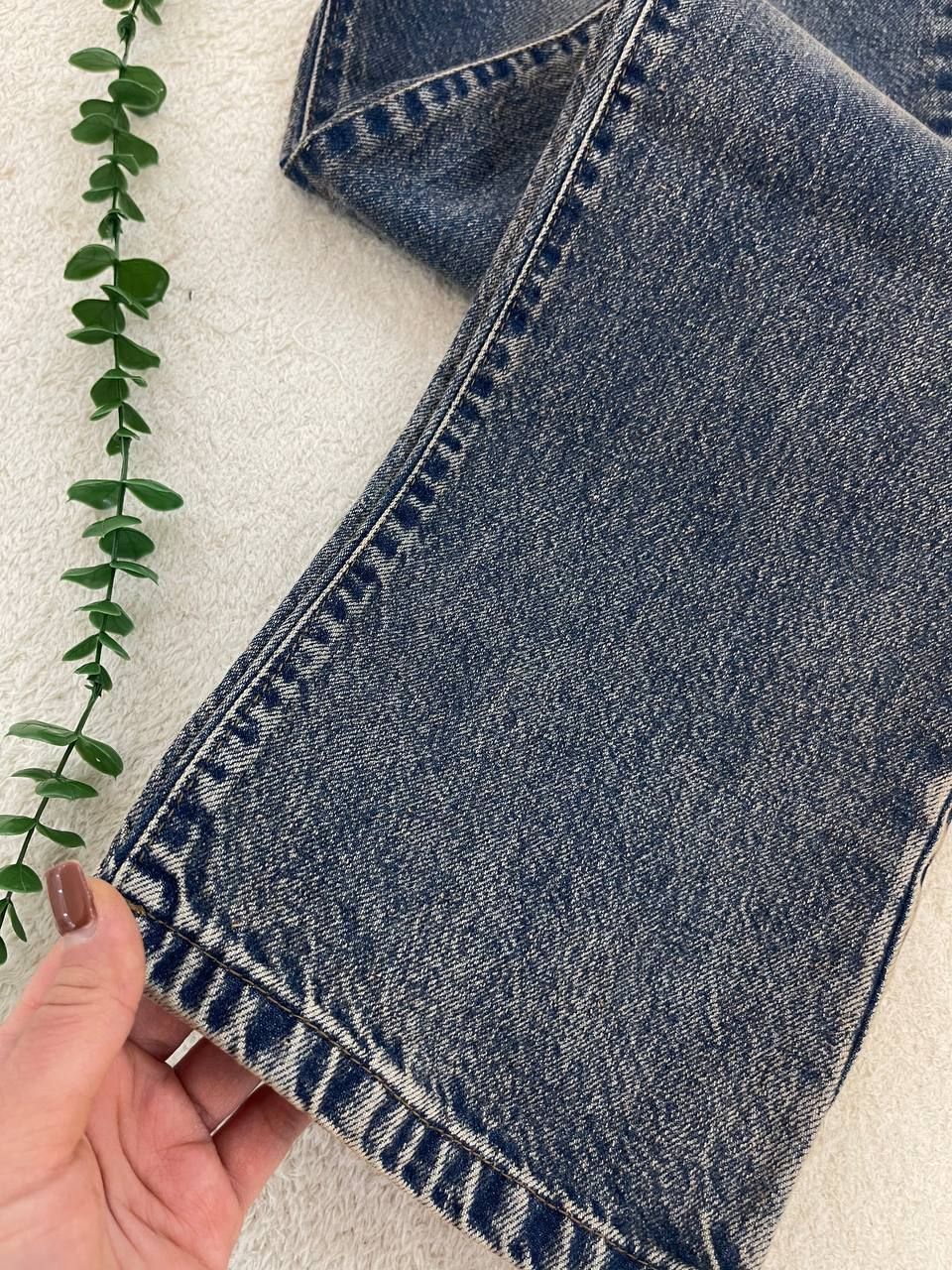 شلوار جین زنانه نیم بگ جنس جین ترک