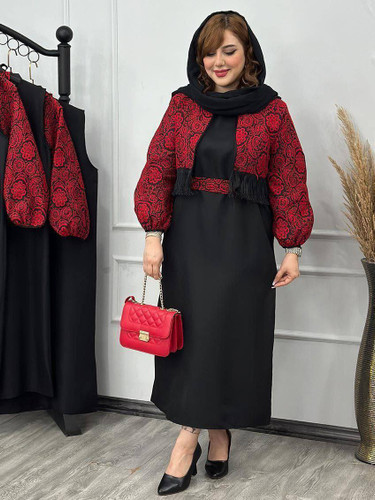 سه تیکه زنانه یلدایی جیران جنس تافته و کرپ پرشین