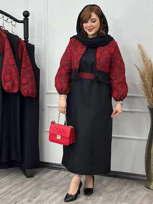 سه تیکه زنانه یلدایی جیران جنس تافته و کرپ پرشین