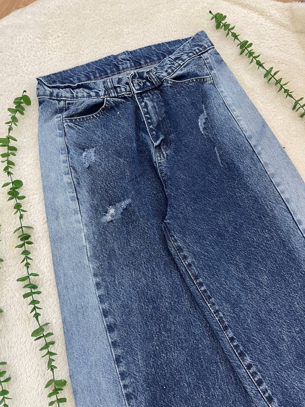 شلوار جین زنانه شافل بغل سنگشور جنس جین دارای سایز بندی ارسال رایگان