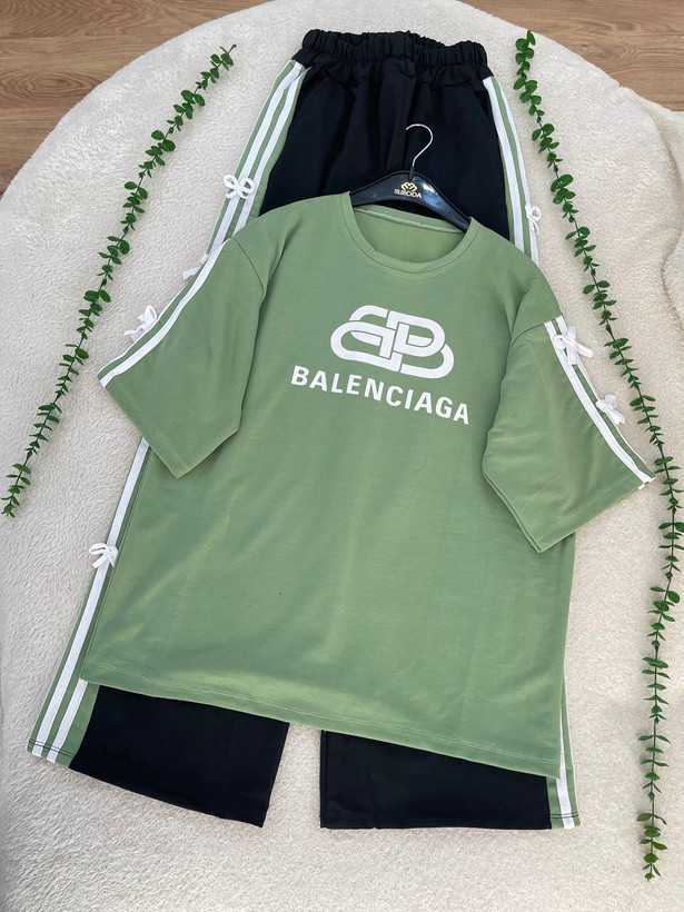 ست تیشرت شلوار بالنسیاگا رنگی جنس دورس گلکسی