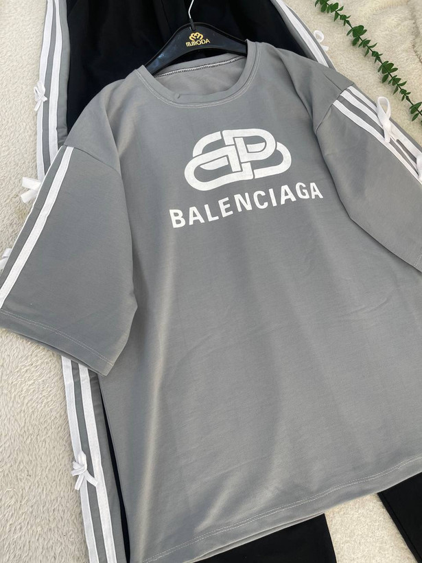 ست تیشرت شلوار بالنسیاگا رنگی جنس دورس گلکسی