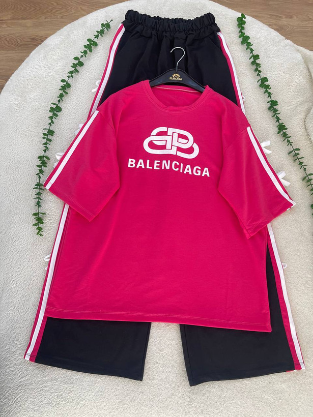 ست تیشرت شلوار بالنسیاگا رنگی جنس دورس گلکسی