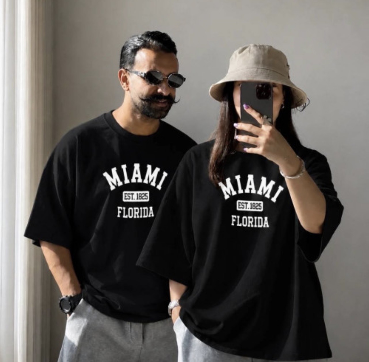 تیشرت باکسی اسپرت MIAMI جنس سوپر پنبه فری سایز