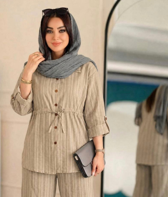 ست تیشرت شلوار چاما جنس شانتون کوک دوزی فری سایز