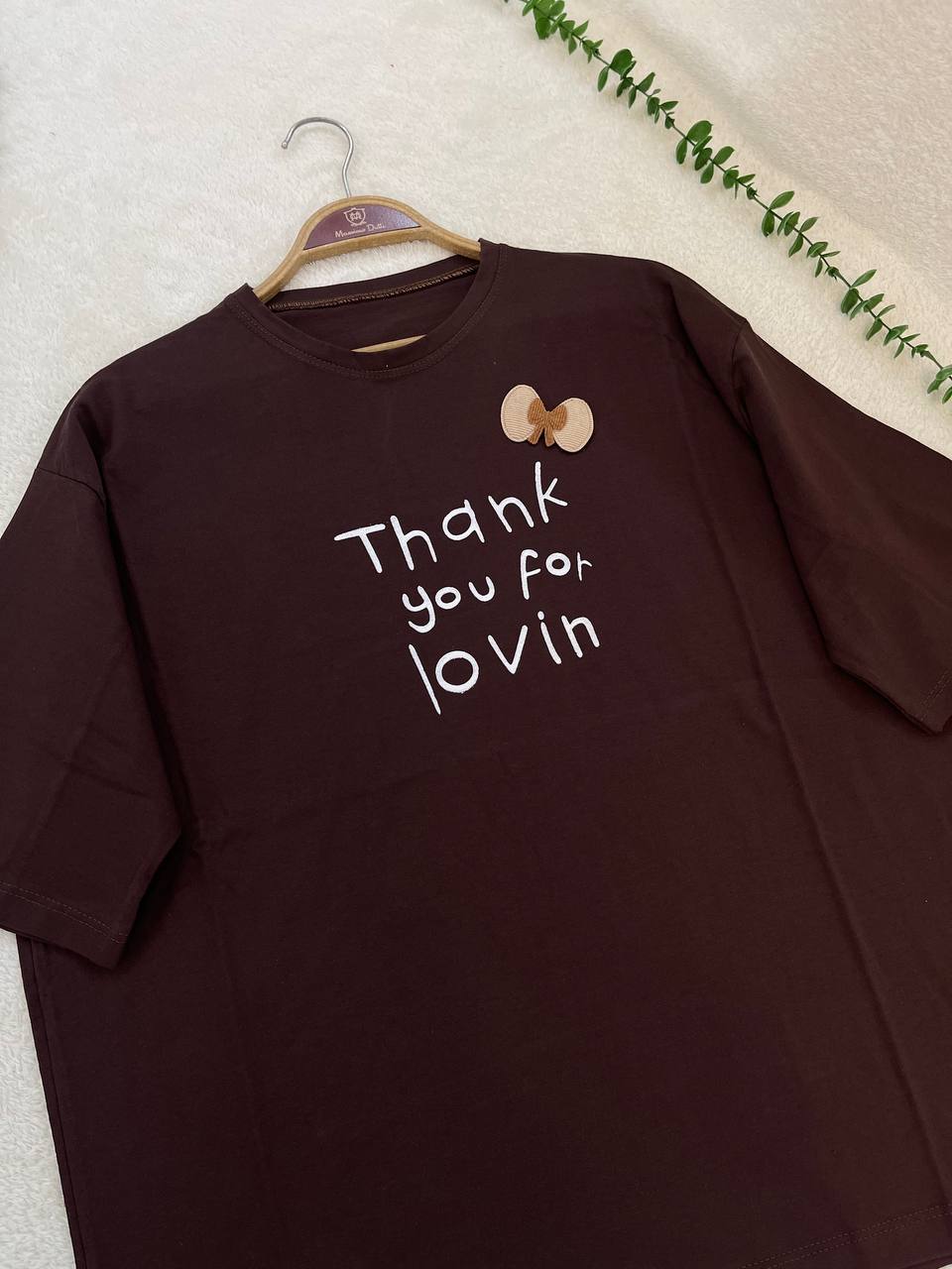 تیشرت باکسی Thank you جنس سوپر پنبه فری سایز