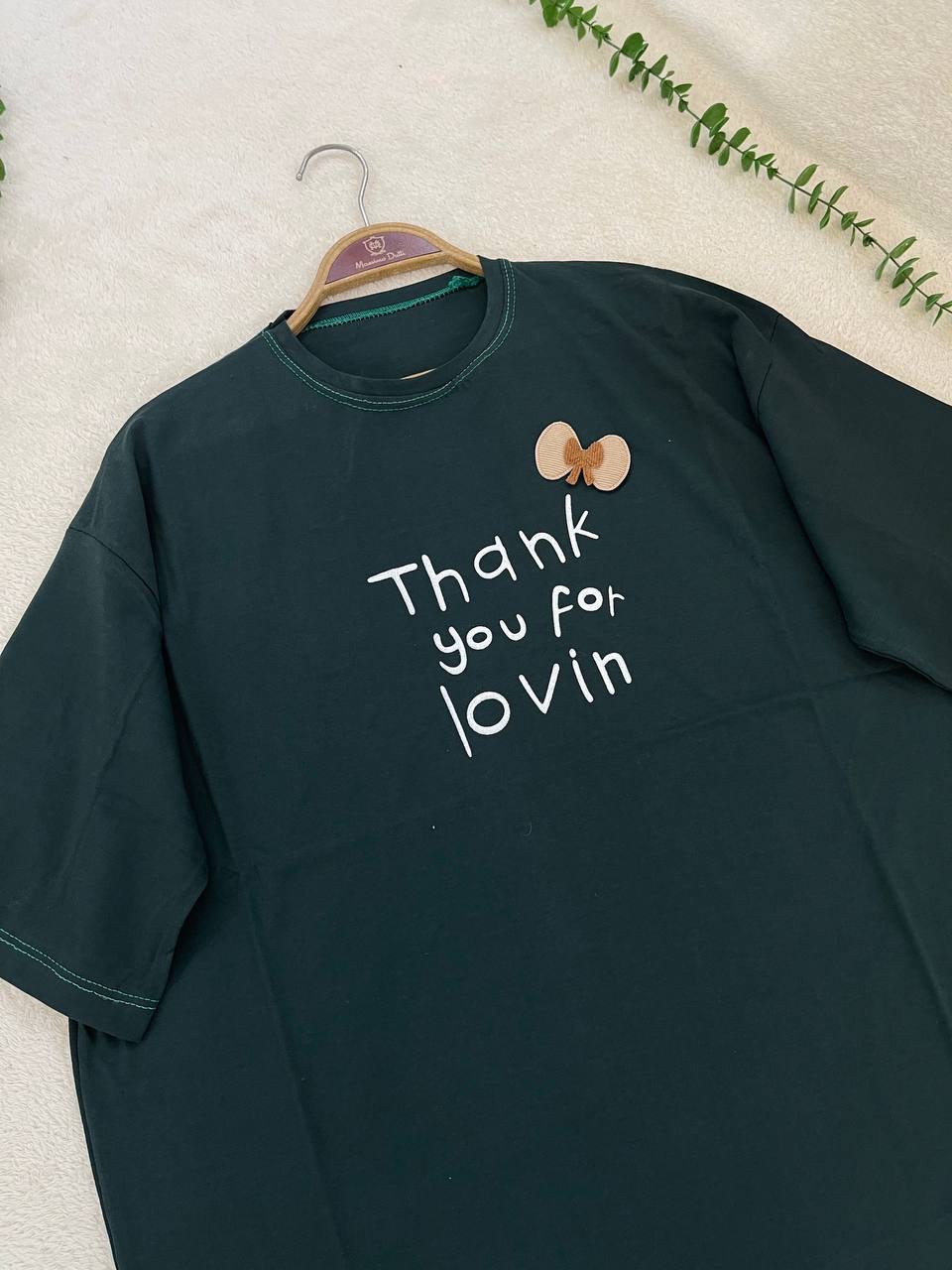 تیشرت باکسی Thank you جنس سوپر پنبه فری سایز