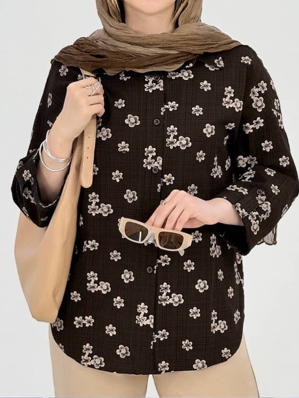 تونیک زنانه کادنزا چاپی قهوهای تنخور