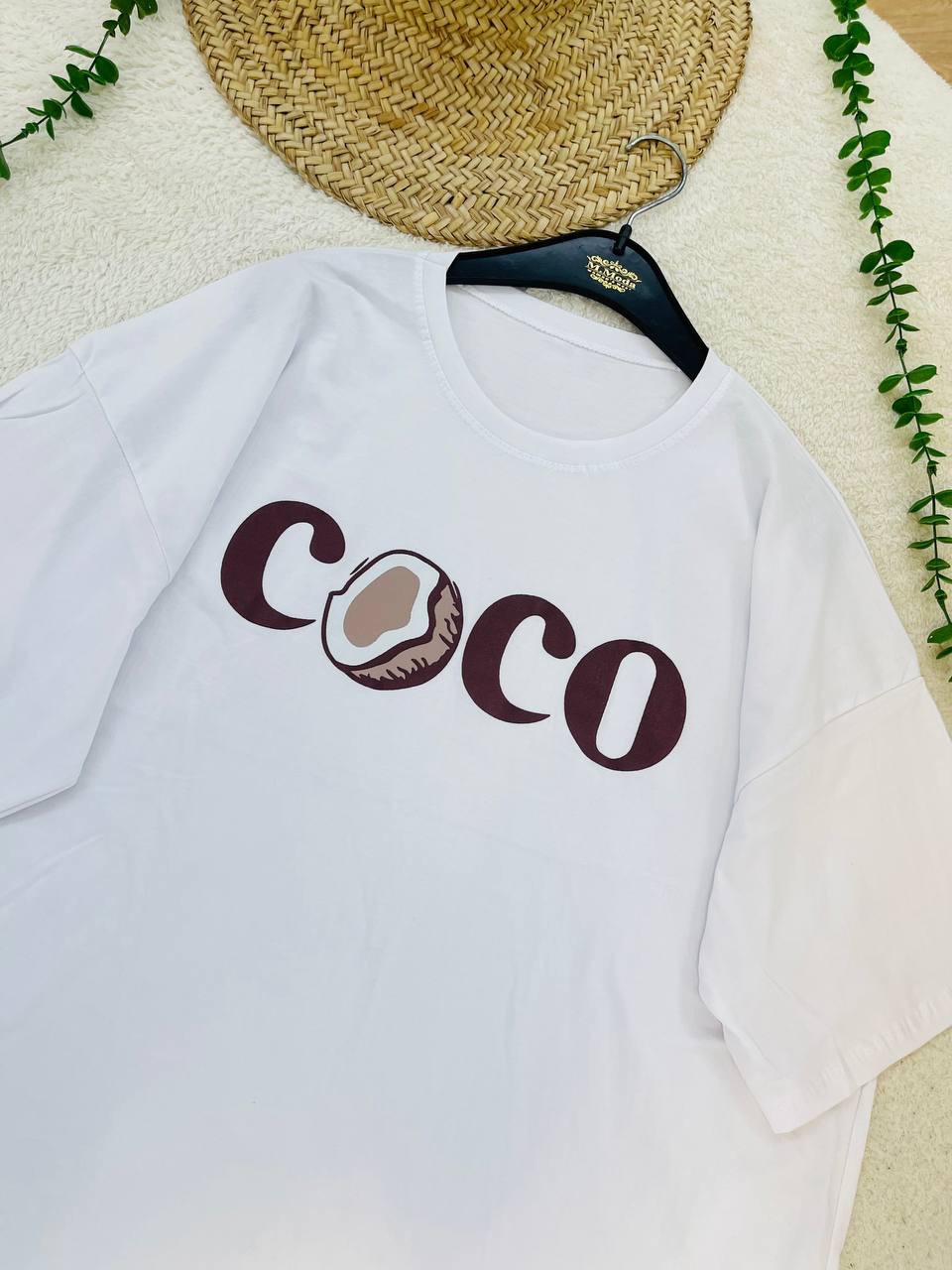 تیشرت باکسی COCO زنانه نخ پنبه گلوبال | فول باکسی فری سایز