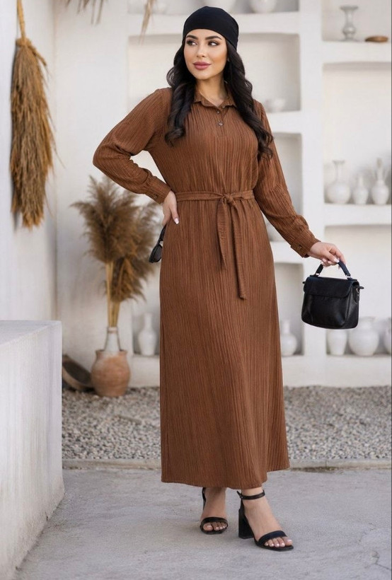 پیراهن ایواز شتری زنانه تن مدل
