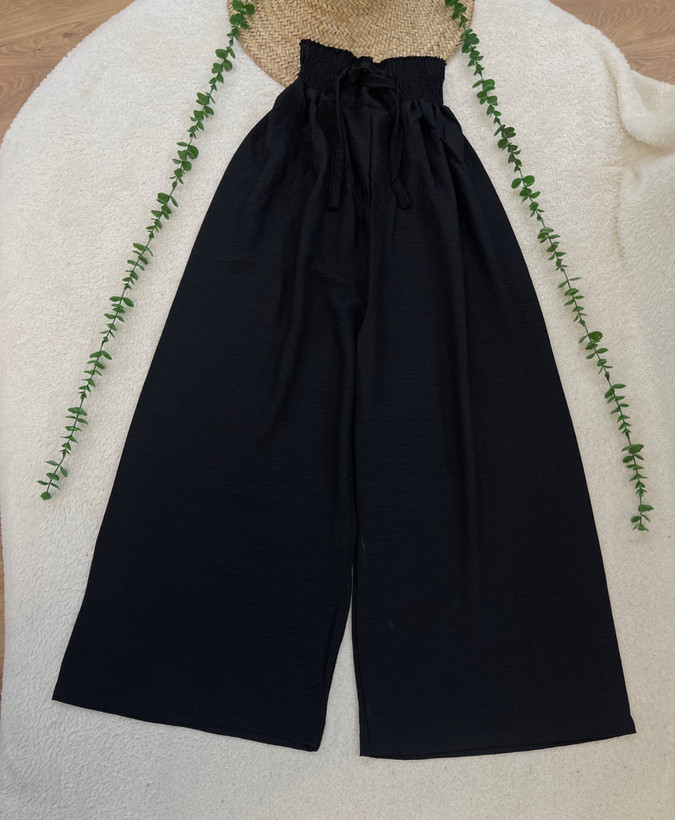 شلوار بگ ساتینا زنانه رنگ مشکی