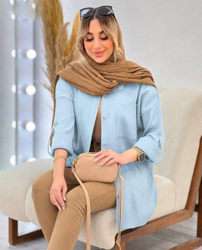 تونیک مانتویی نهال با فرم آزاد و راحت